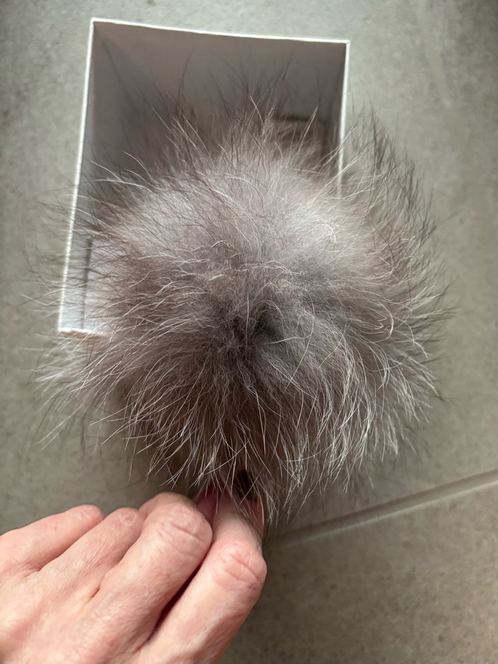 NWT Michael Kors Gray Ombré Real Fox Fur Pom-Pom Gold Tone Keychain Charm